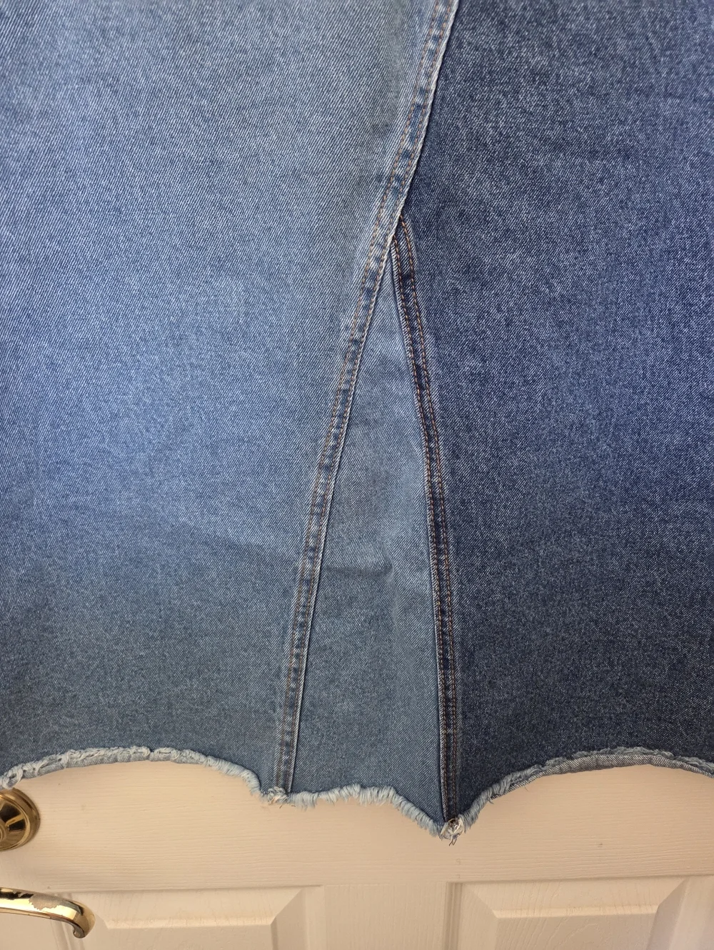 Levi's Two-Tone Blue Denim Skirt with Star Patches Western Cowgirl Rodeo 14 Girl